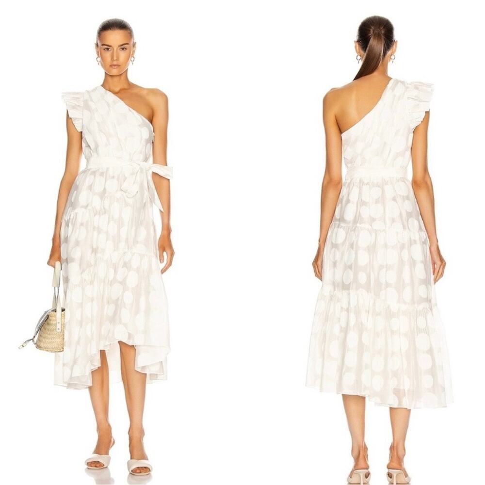 Ulla Johnson Ariane Dress Off White Polka Dot Silk Midi Bridal LWD Party Size 2 - Picture 12 of 16